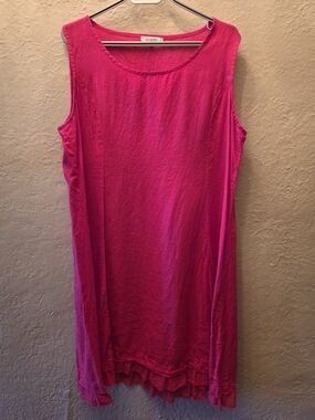 Allegra Masetti Firenze 100% Linen Hot Pink Tunic Dress XL Made in Italy